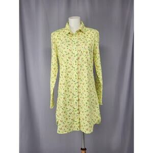 Victorias Secret Shirt Womens Extra Small Yellow Floral Button Front Sleep